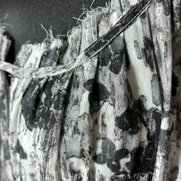 Theory womens musea silk maxi dress metallic shimmer floral abstract textured - Picture 6 of 10